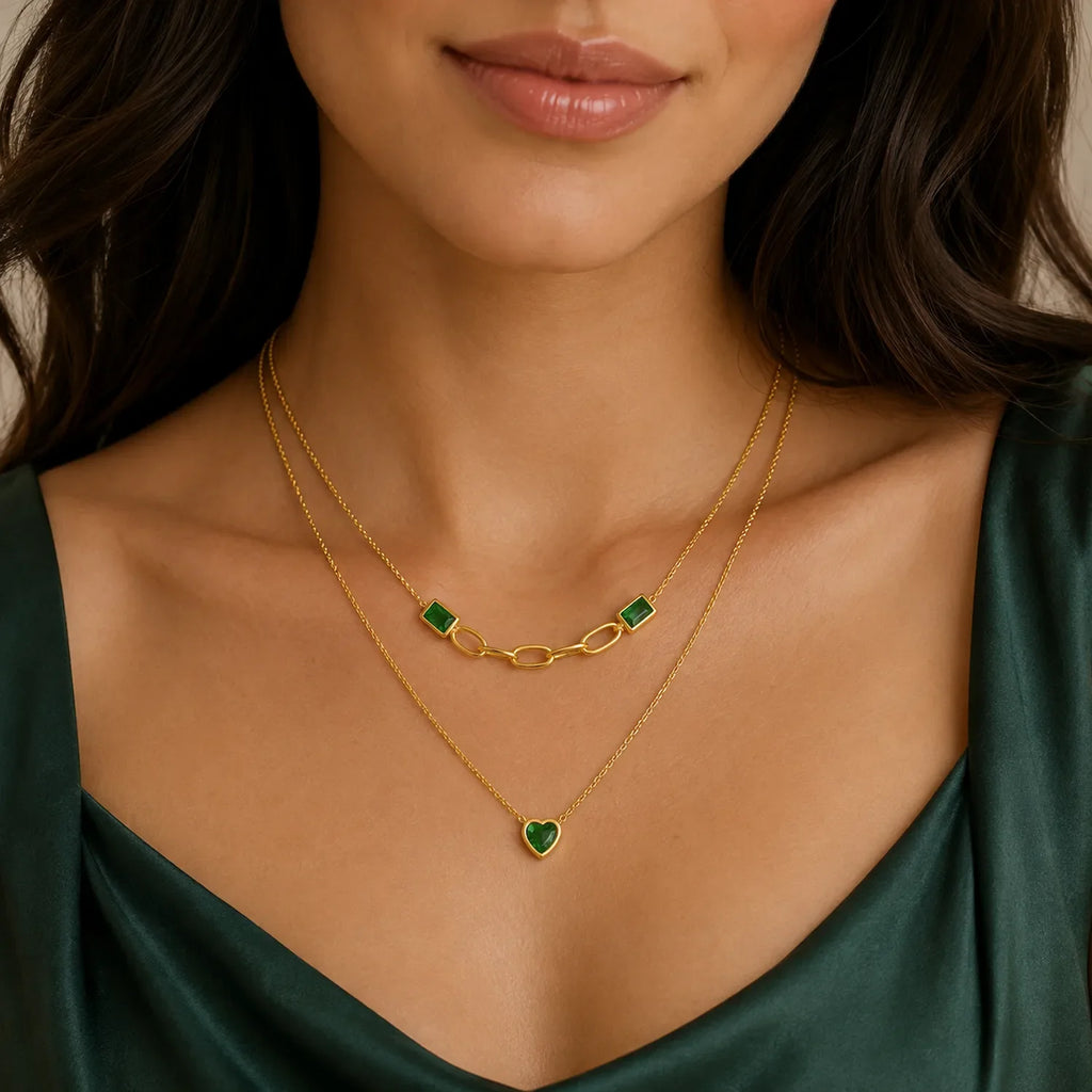 Heart Square Layer Necklace