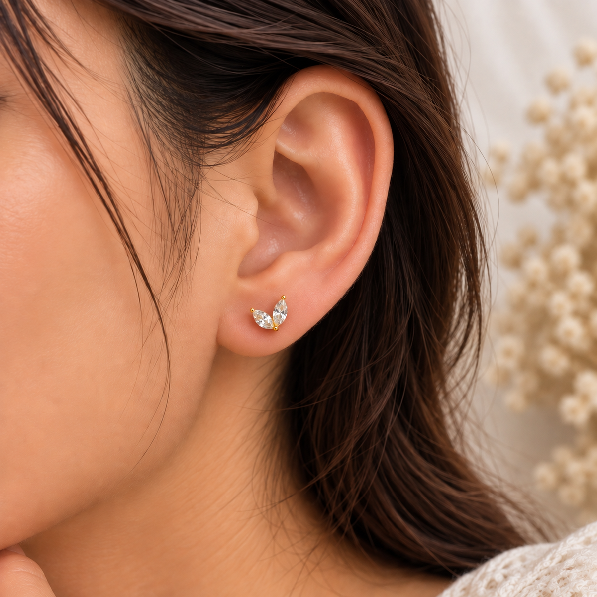 Twin Marquise Ball Back Stud