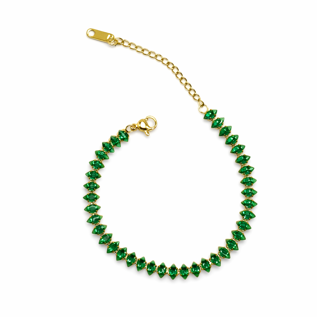 Leaf-Cut Panna Tennis Bracelet