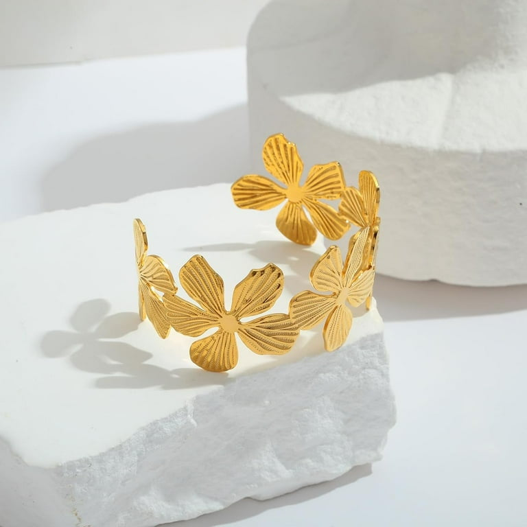 Flower Broad Cuff kada