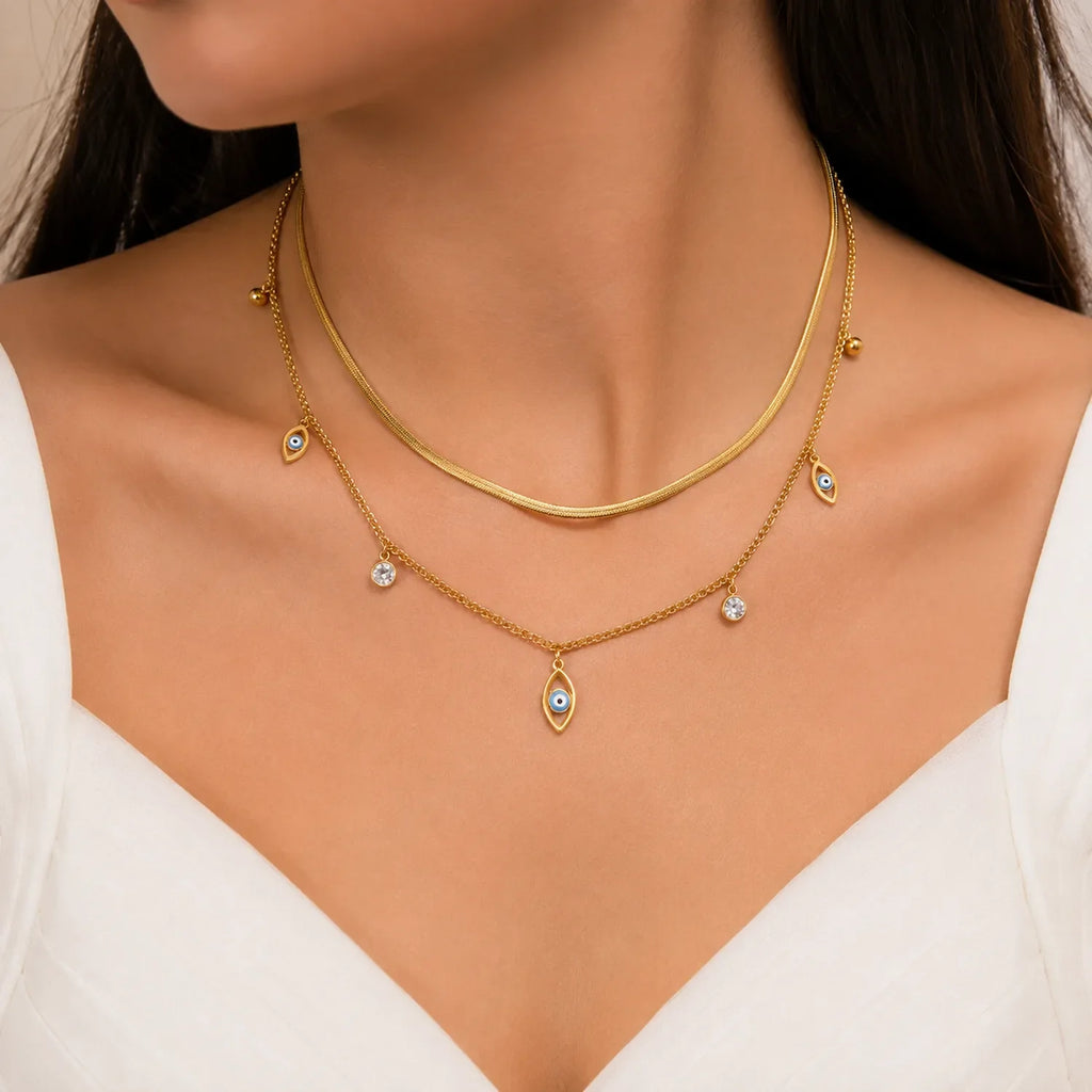 Evil eye Layer snake Chain Necklace