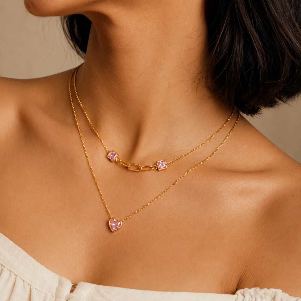 Heart Square Layer Necklace