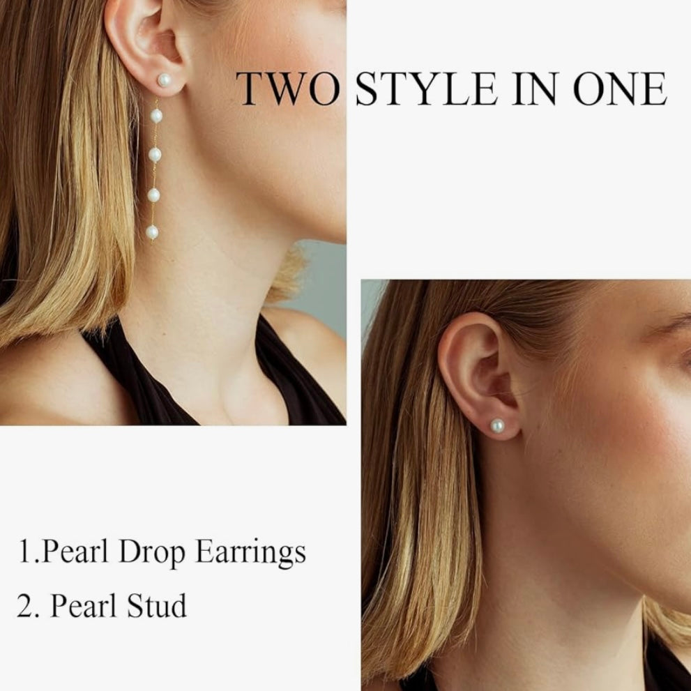 Pearl drop stud earrings