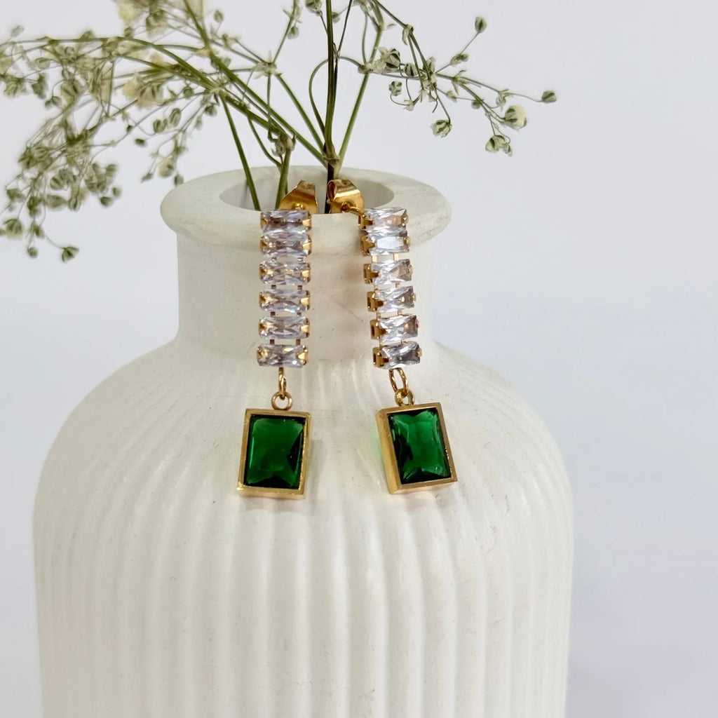 Emerald tennis Earrings