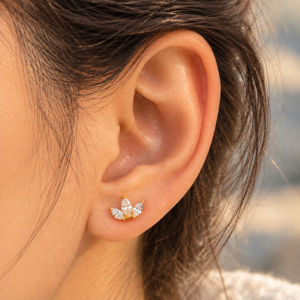 Lotus Trio Ball Back Stud