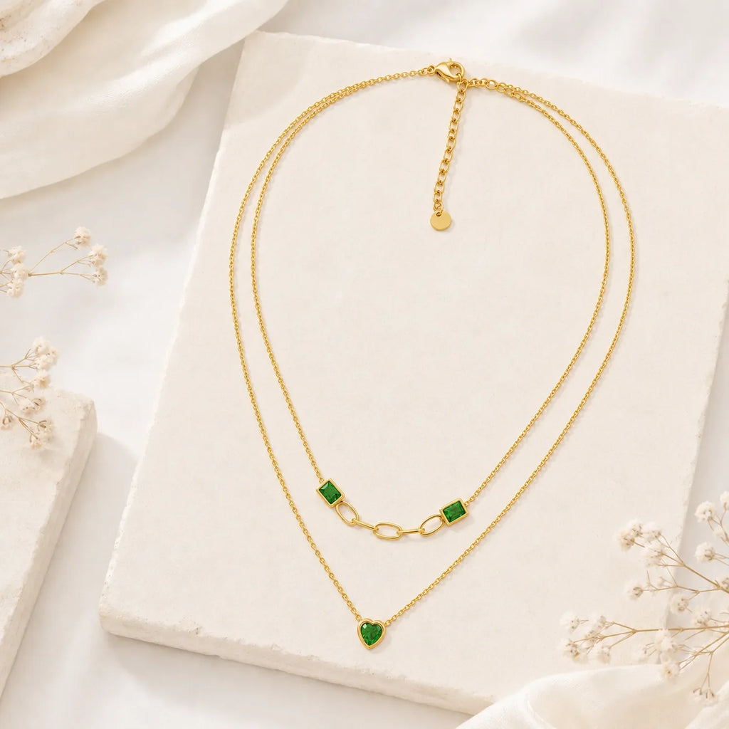 Heart Square Layer Necklace