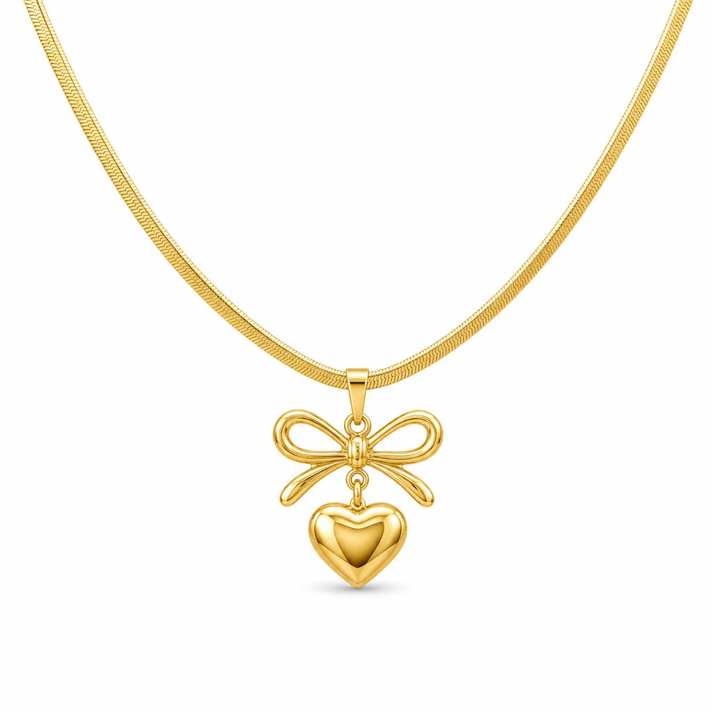 Bow heart Snake Chain Necklace