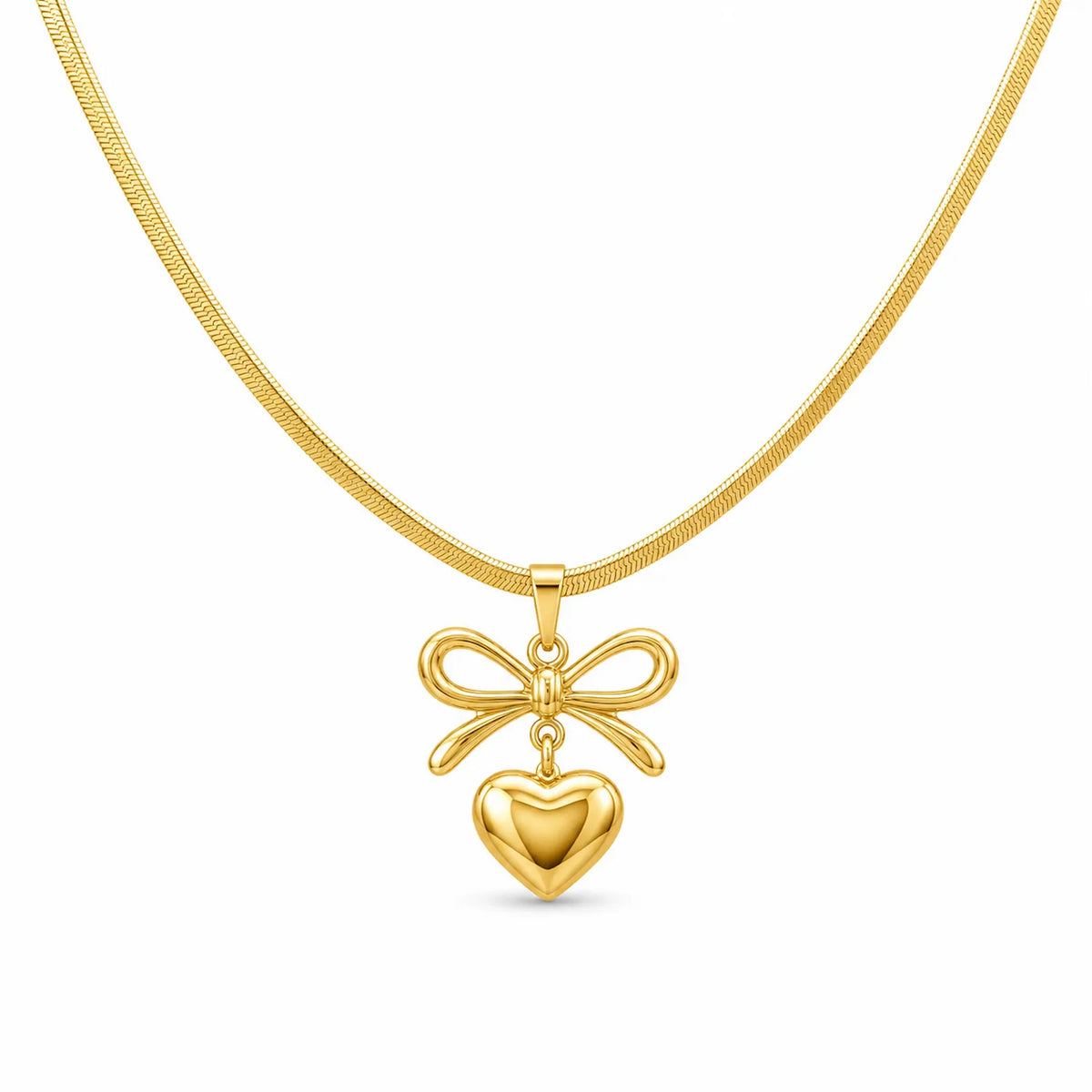 Bow heart Snake Chain Necklace
