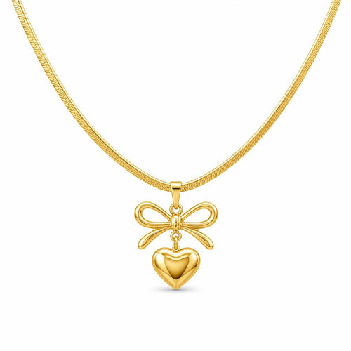 Bow heart Snake Chain Necklace
