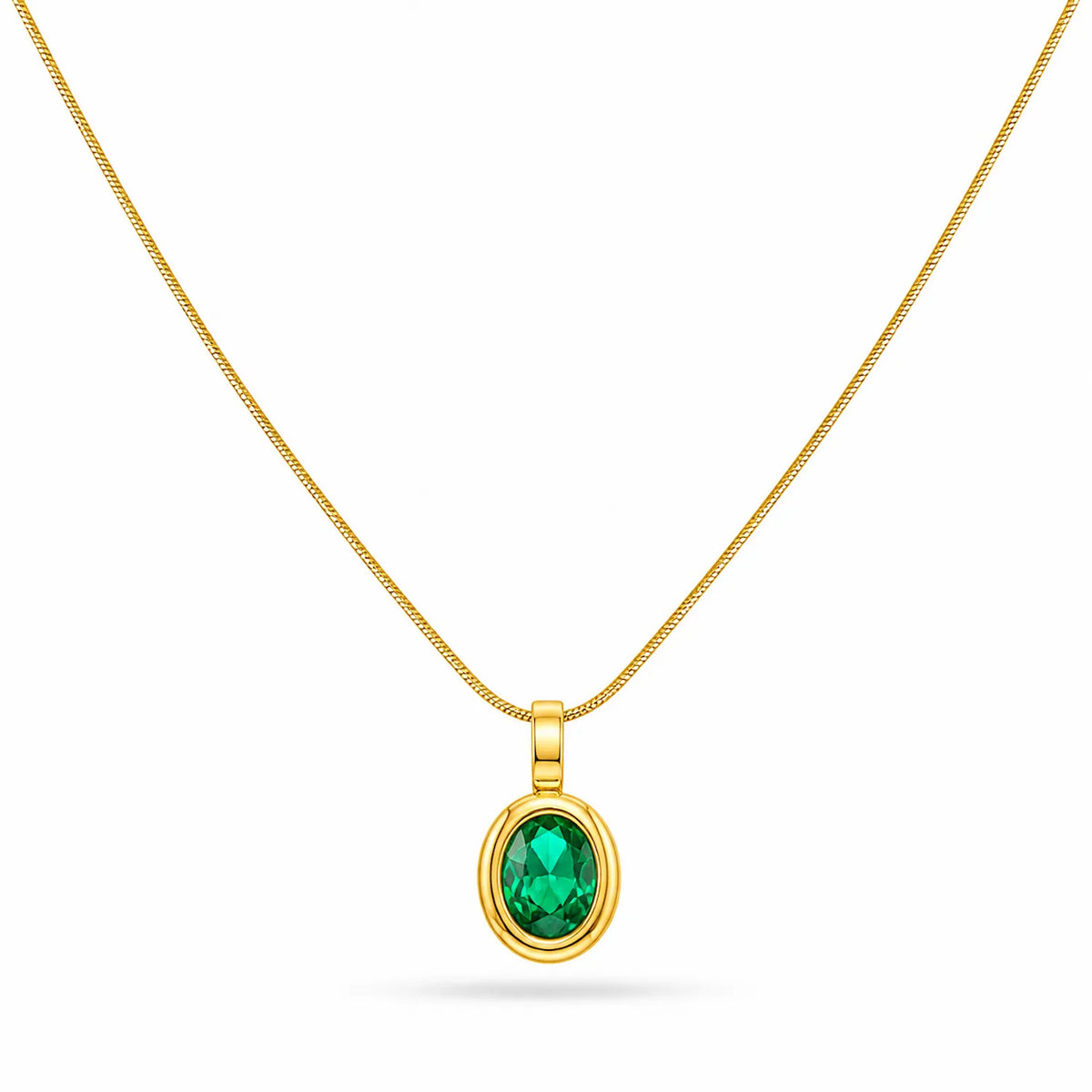 Emerald oval Pendant Necklace