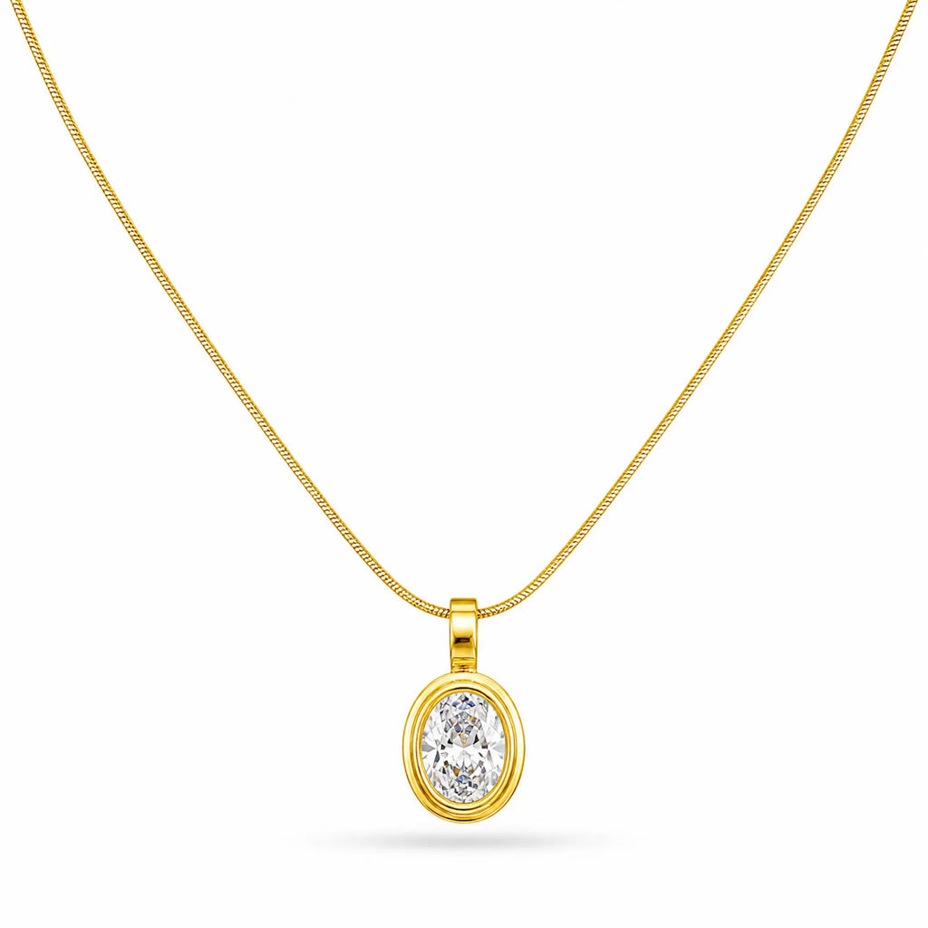 Emerald oval Pendant Necklace
