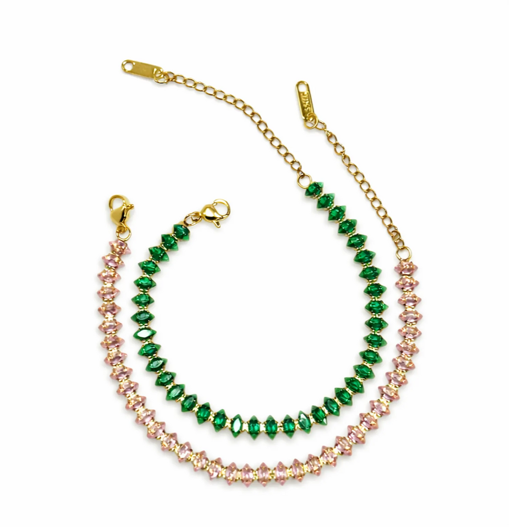 Leaf-Cut Panna Tennis Bracelet