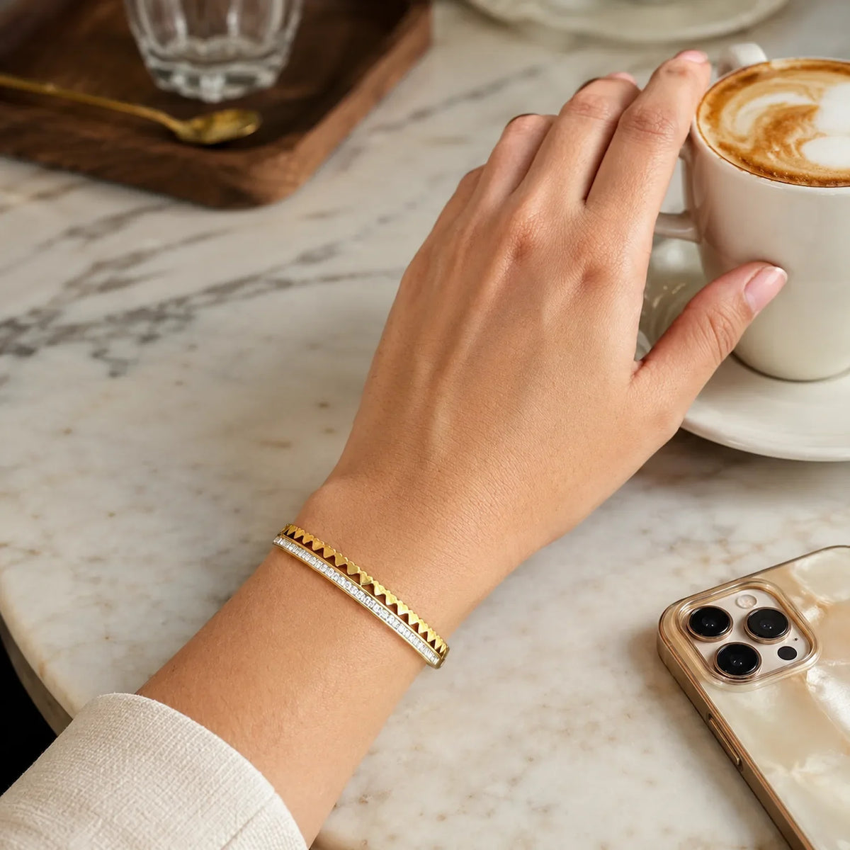 Heart Gold crest sparkle kada