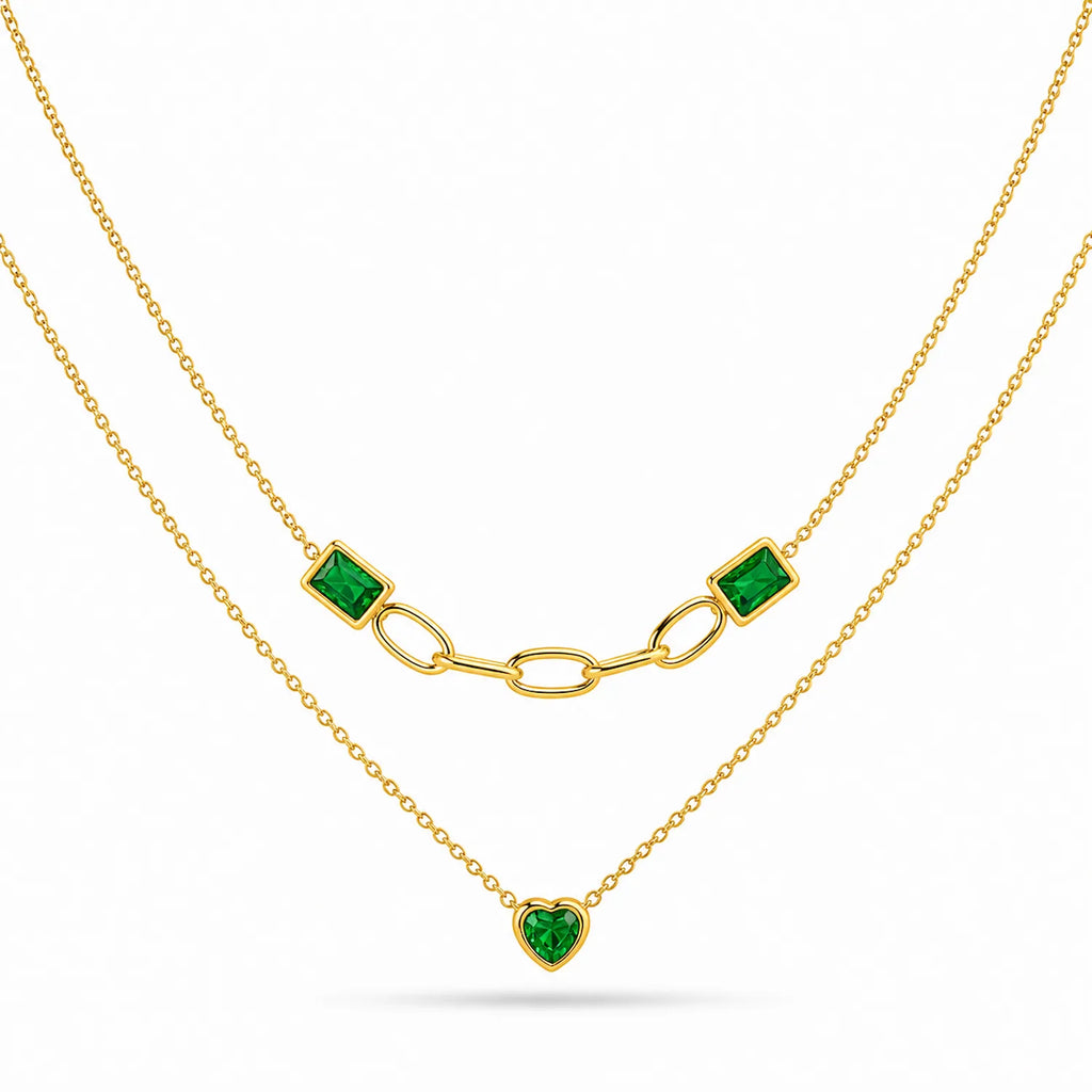 Heart Square Layer Necklace