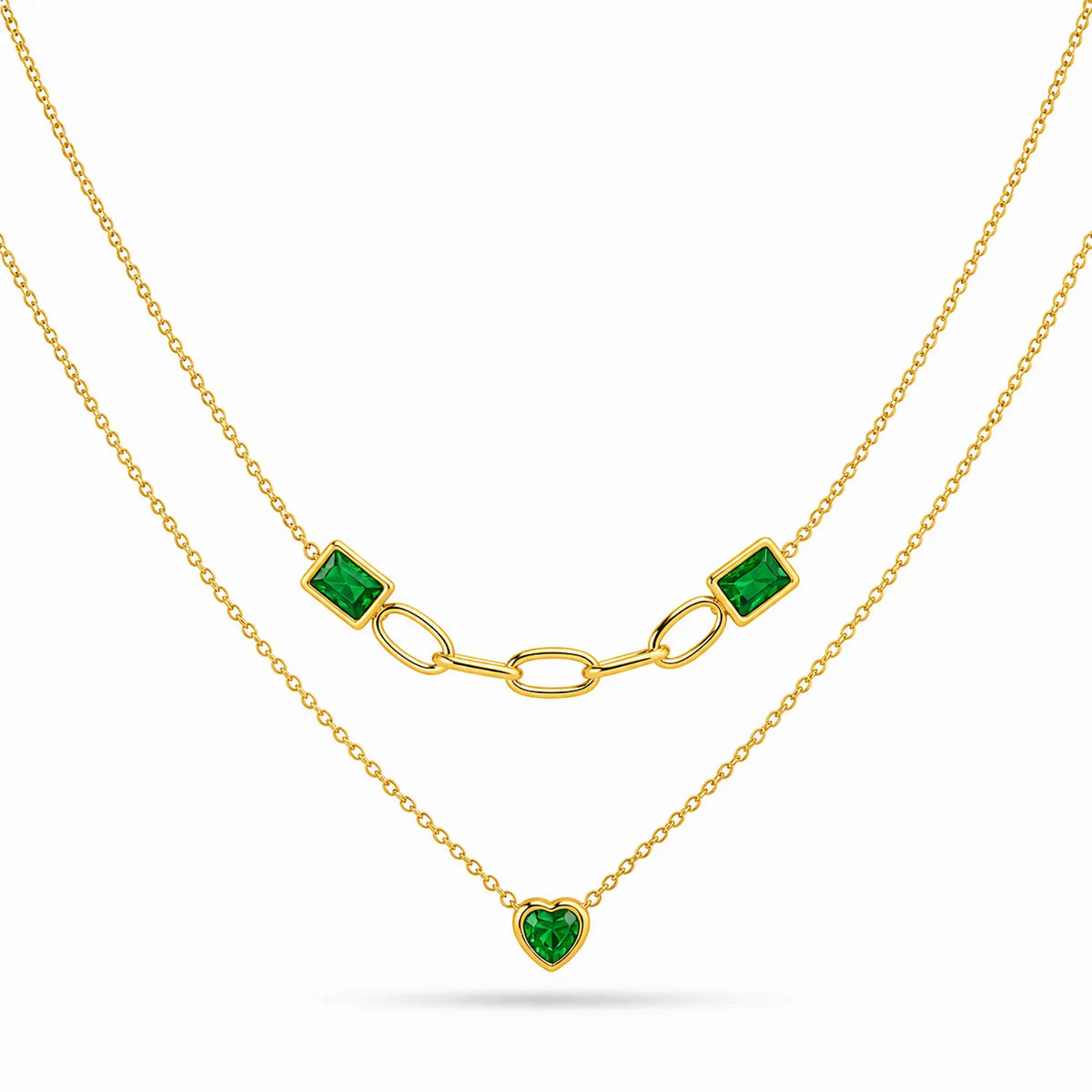 Heart Square Layer Necklace