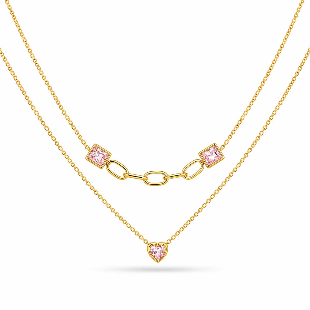 Heart Square Layer Necklace
