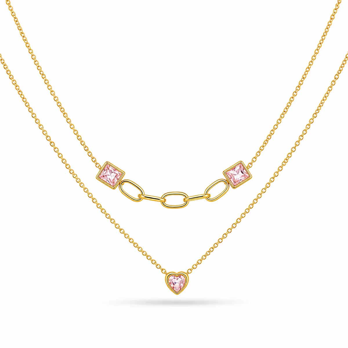 Heart Square Layer Necklace