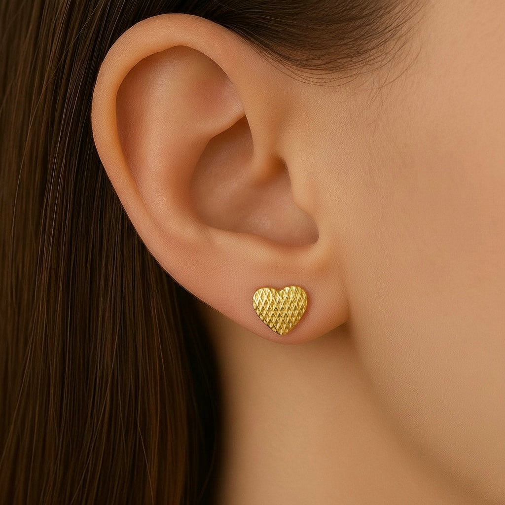 Heart of gold studs earrings