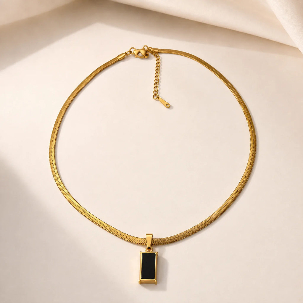 Emerald Stone Charm Snake Chain