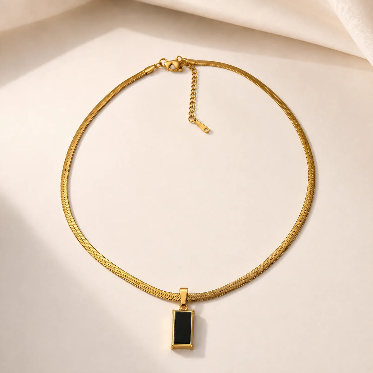 Emerald Stone Charm Snake Chain