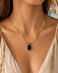 Snake Chain with Black Pendant Necklace