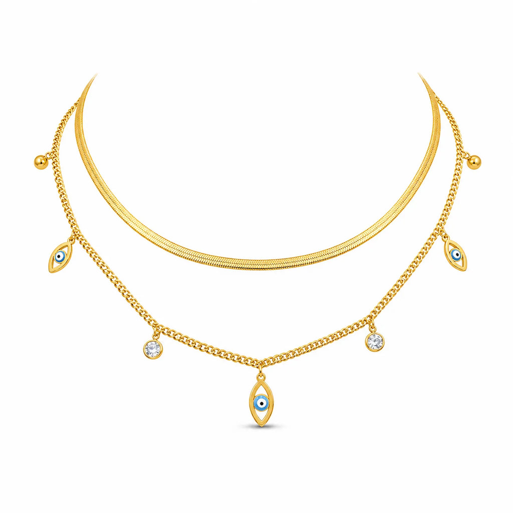 Evil eye Layer snake Chain Necklace