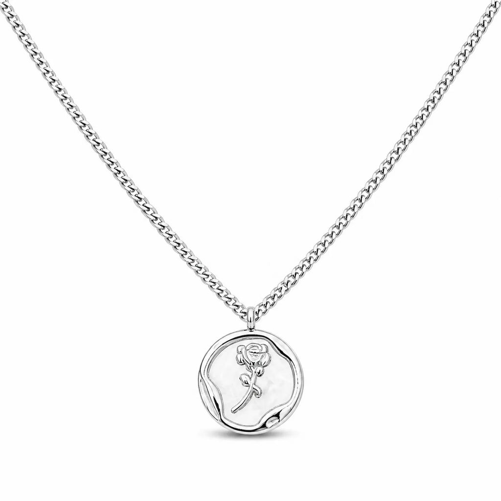 Circle Rose Stamp Necklace