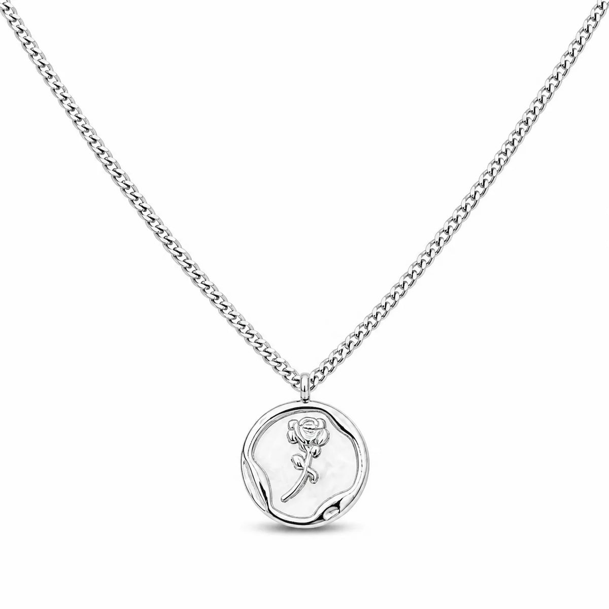 Circle Rose Stamp Necklace