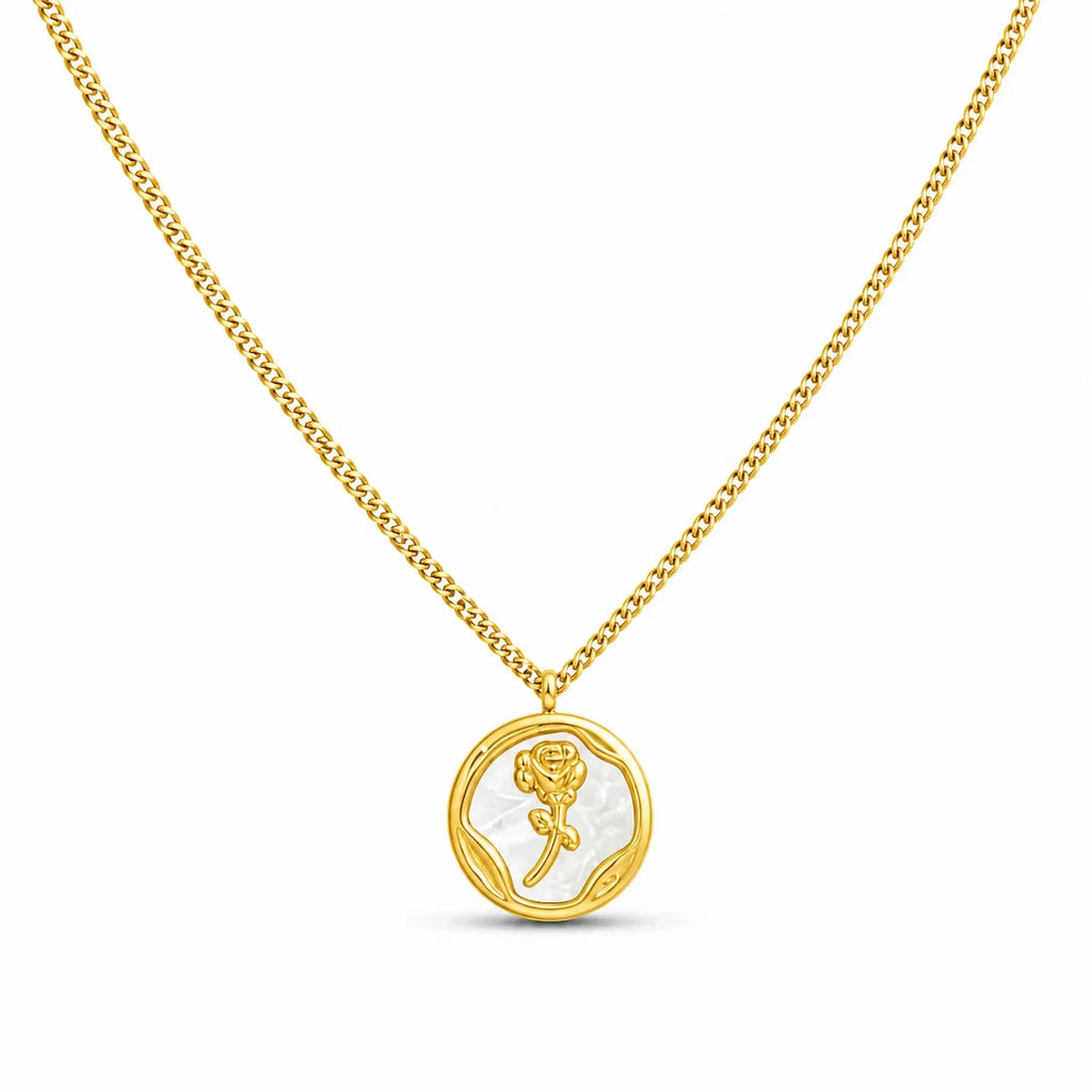 Circle Rose Stamp Necklace