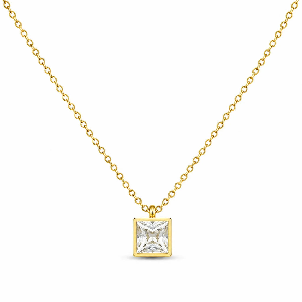 Square Single Stone Necklace