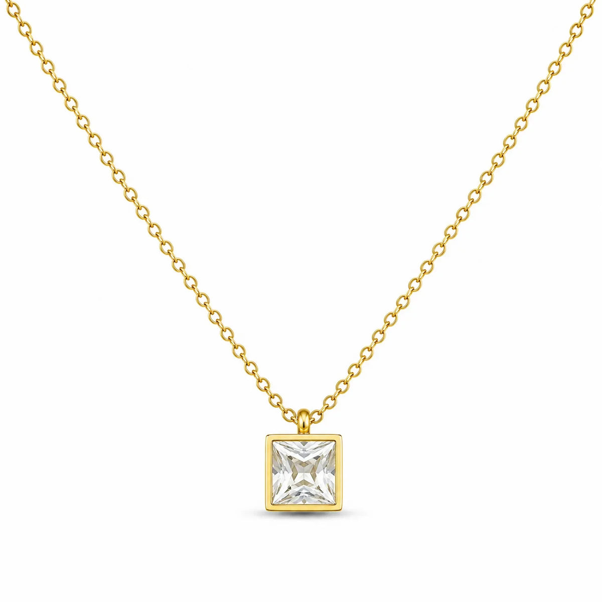 Square Single Stone Necklace