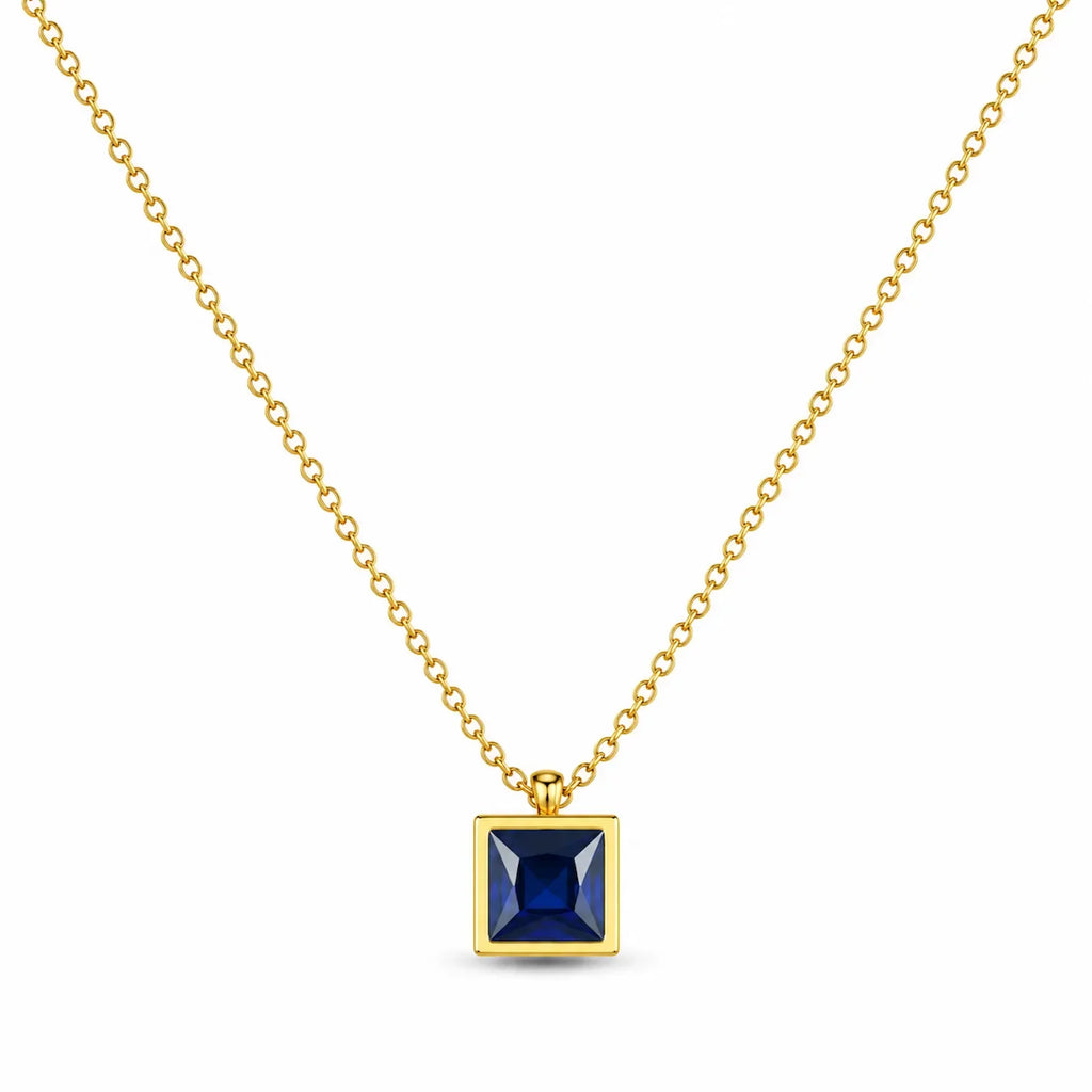Square Single Stone Necklace