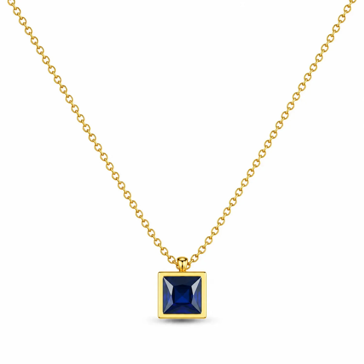 Square Single Stone Necklace