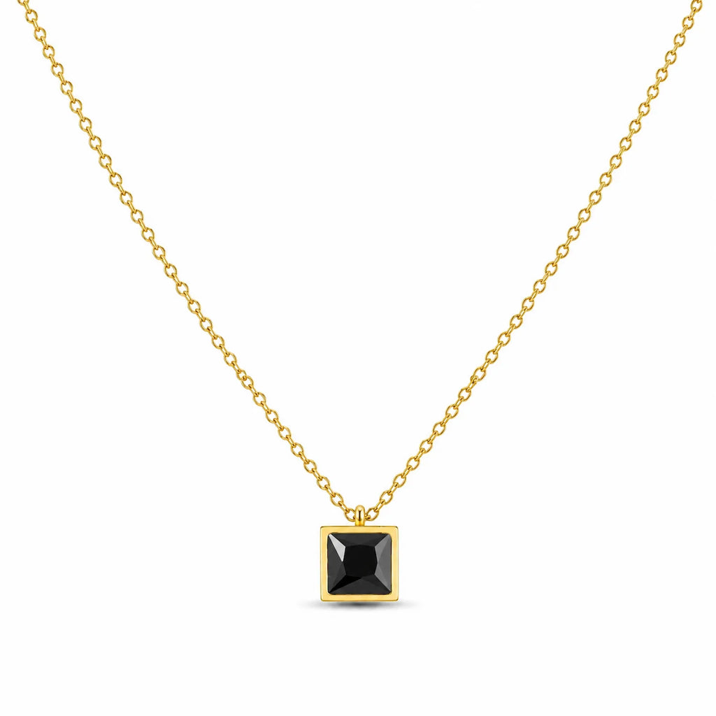 Square Single Stone Necklace