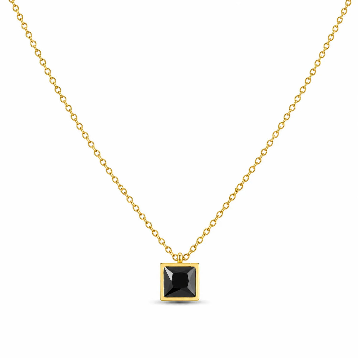 Square Single Stone Necklace