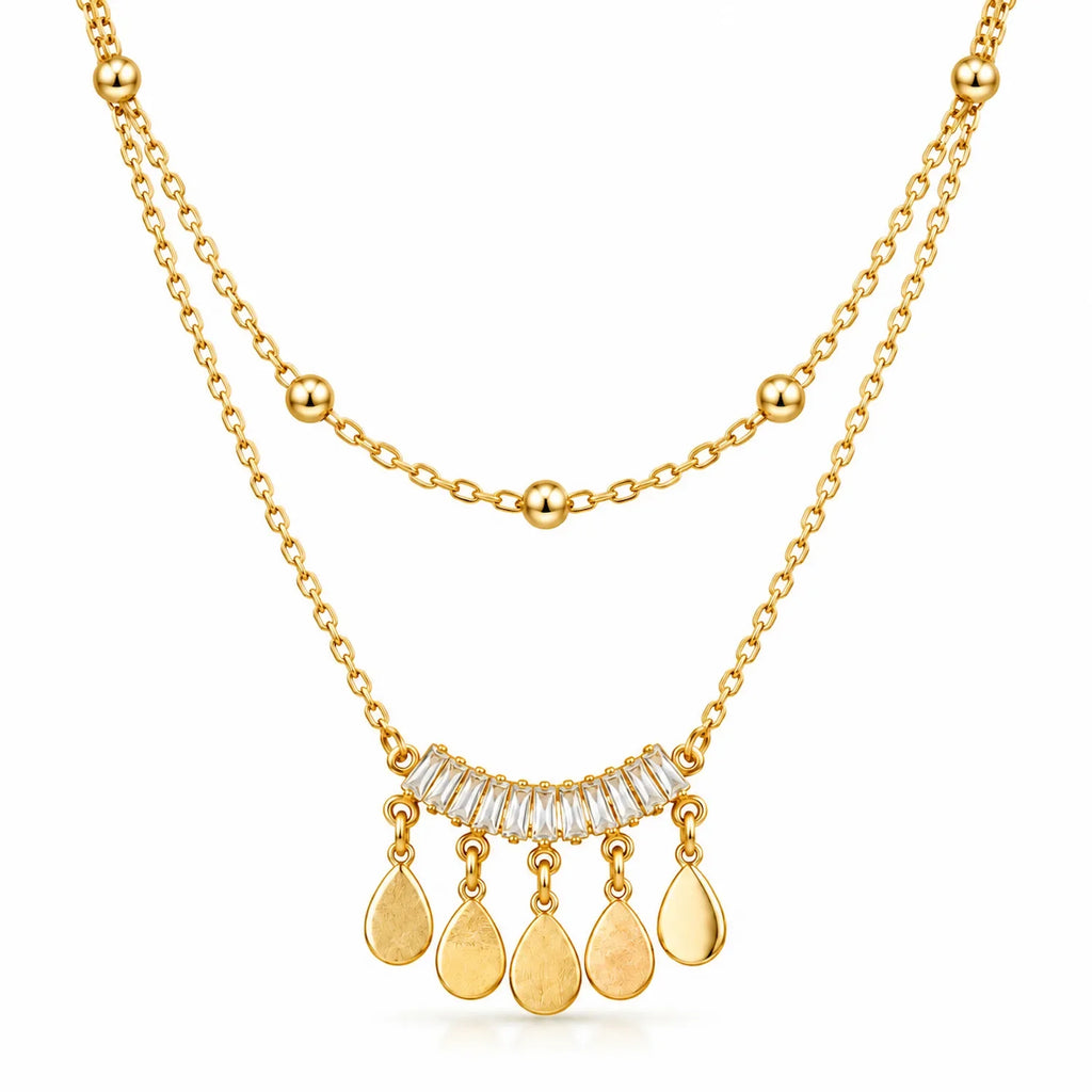 Double Layer White Stone Necklace