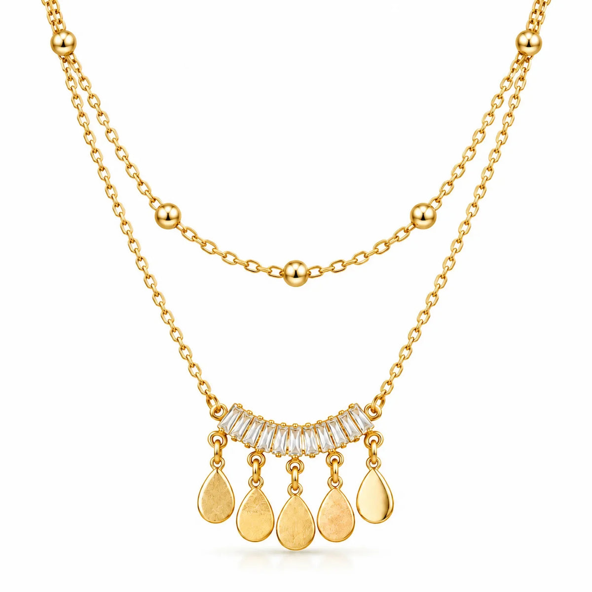 Double Layer White Stone Necklace