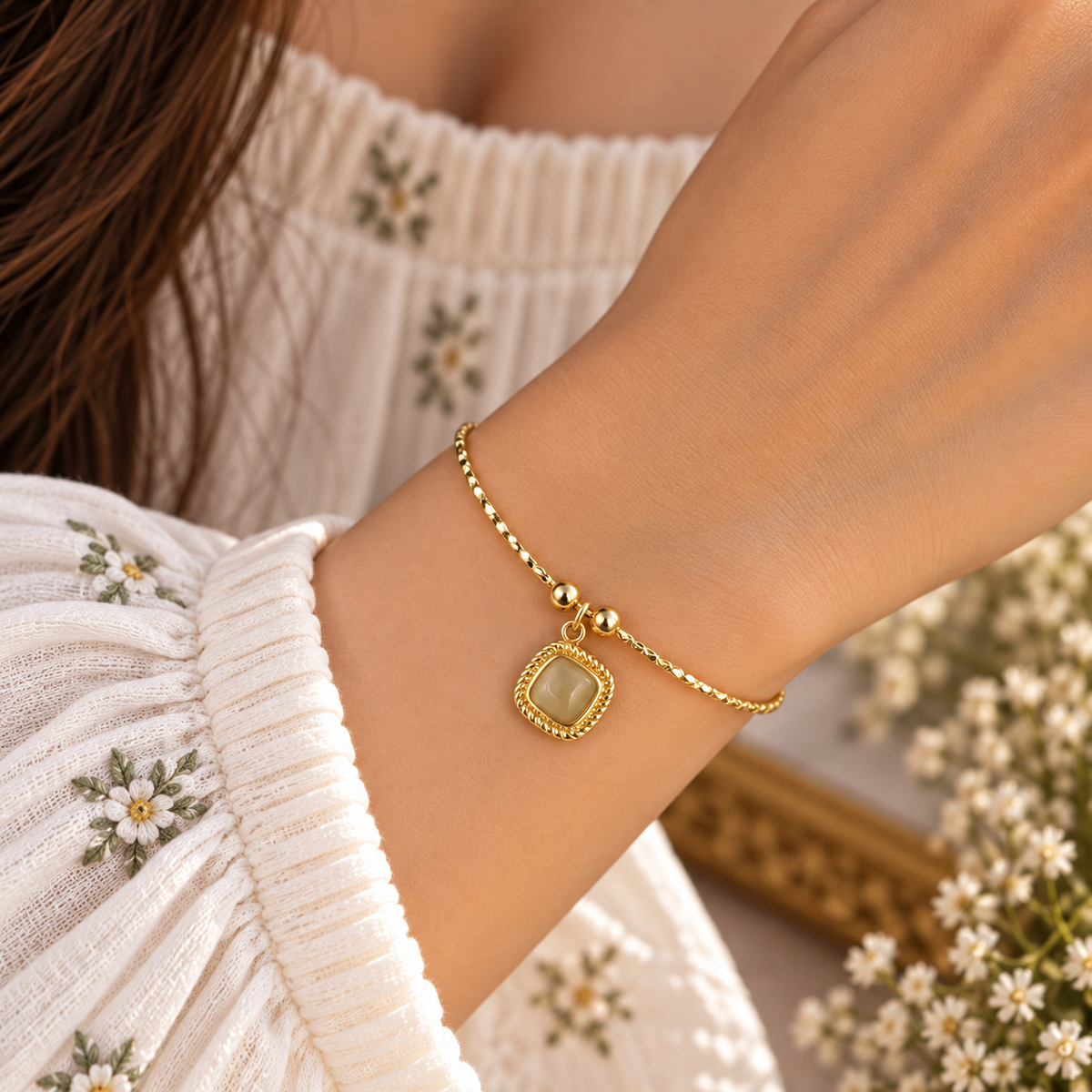 Square Wire Charm Bracelet