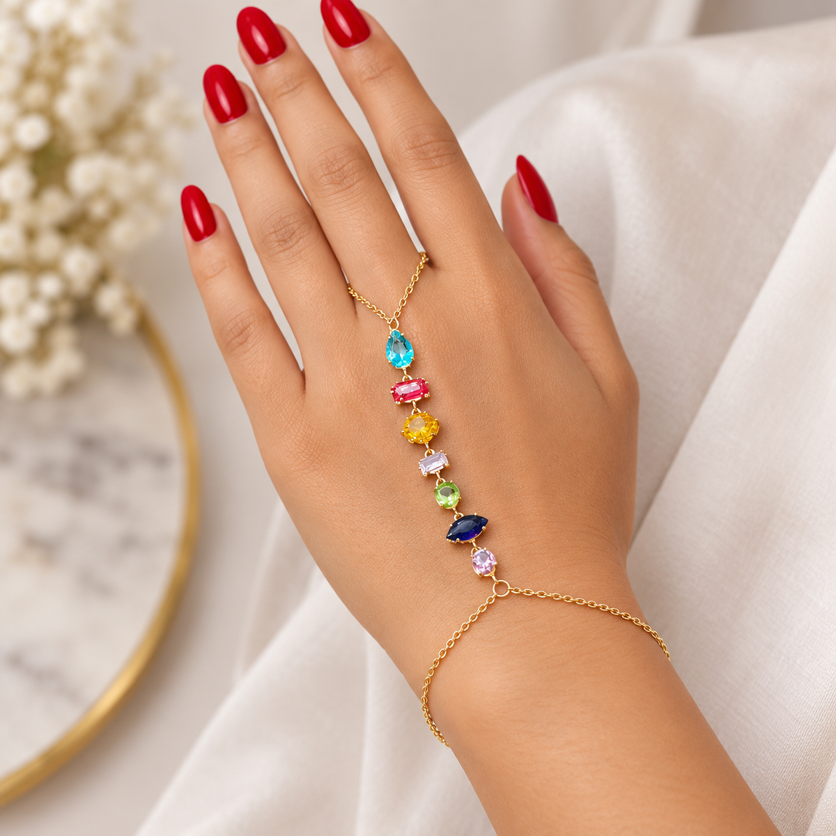 Gem flow hand harness Bracelet