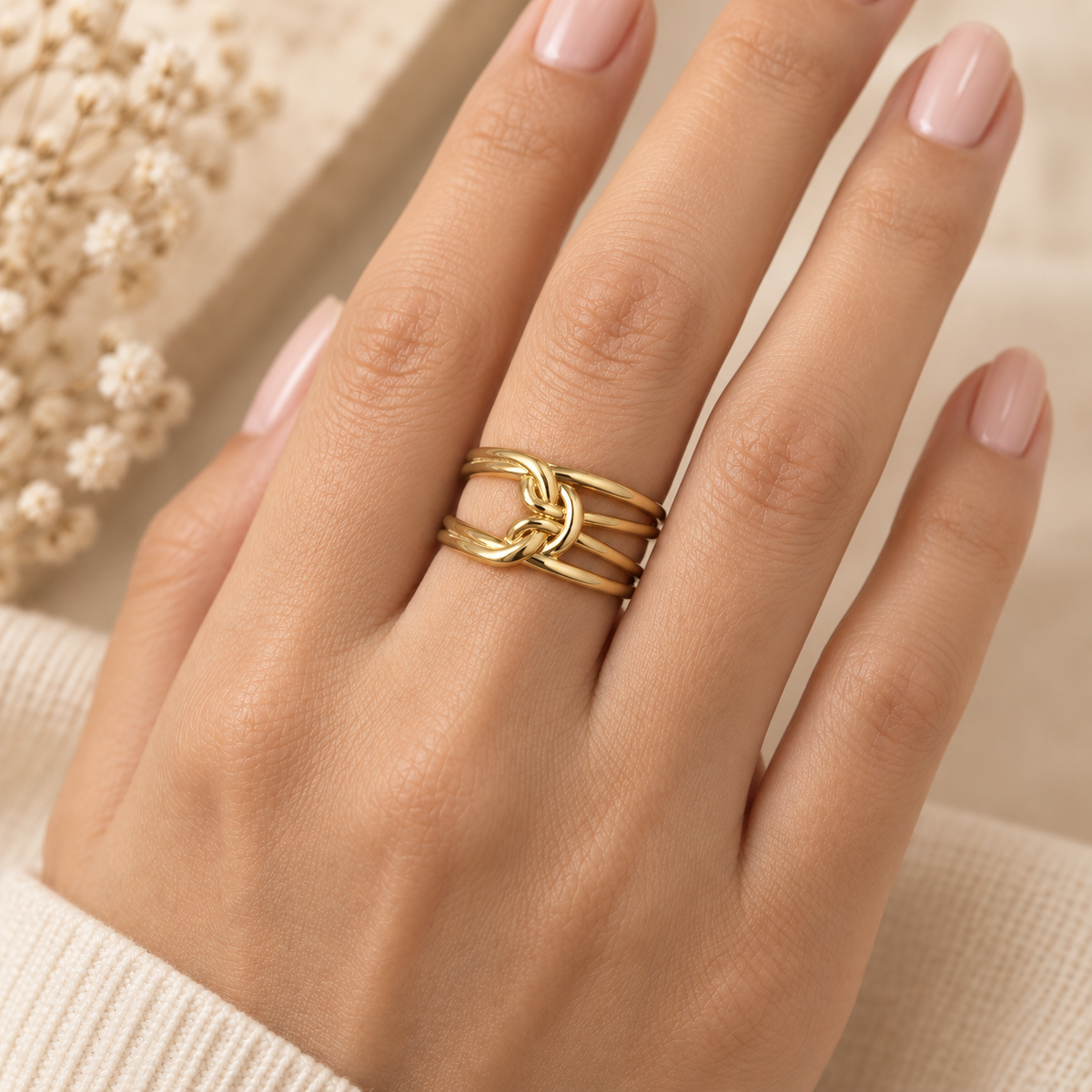 Multi Layer Hemp Rope knot Ring