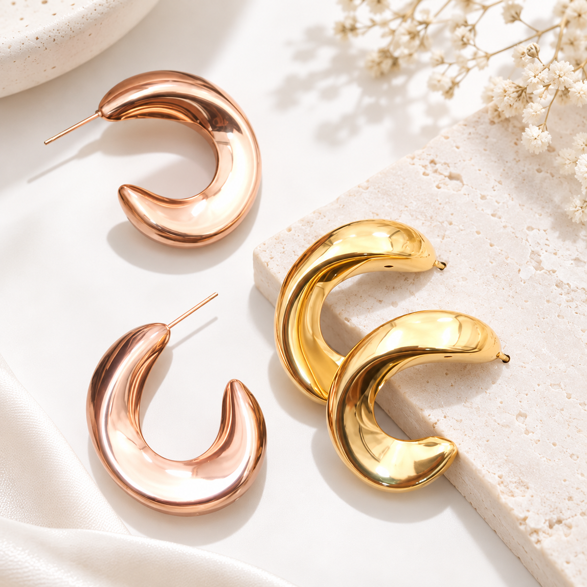 Cursive C Hoops