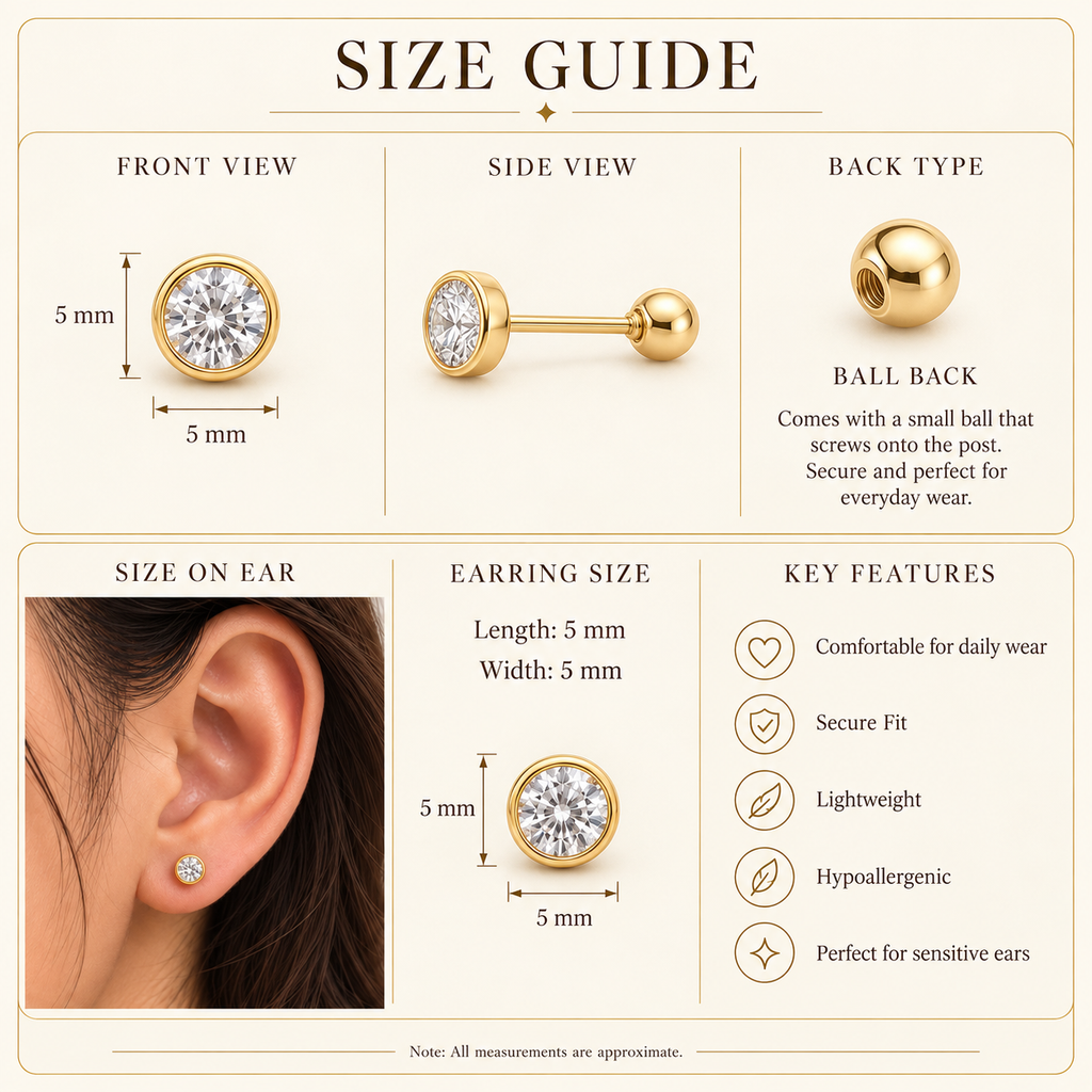 Solitaire Bezel Ball Back Stud