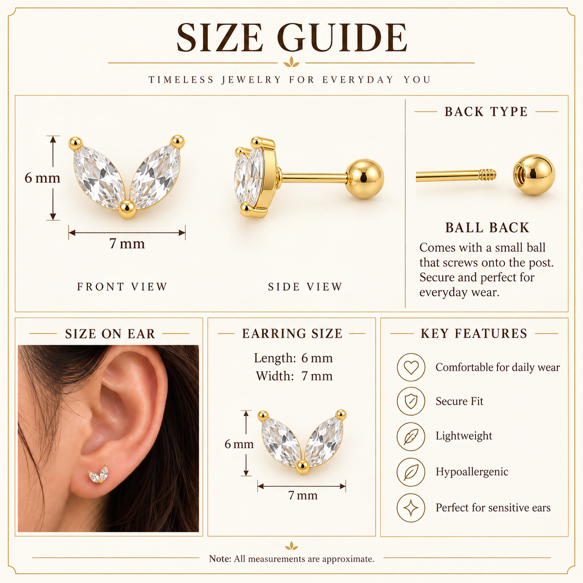 Twin Marquise Ball Back Stud