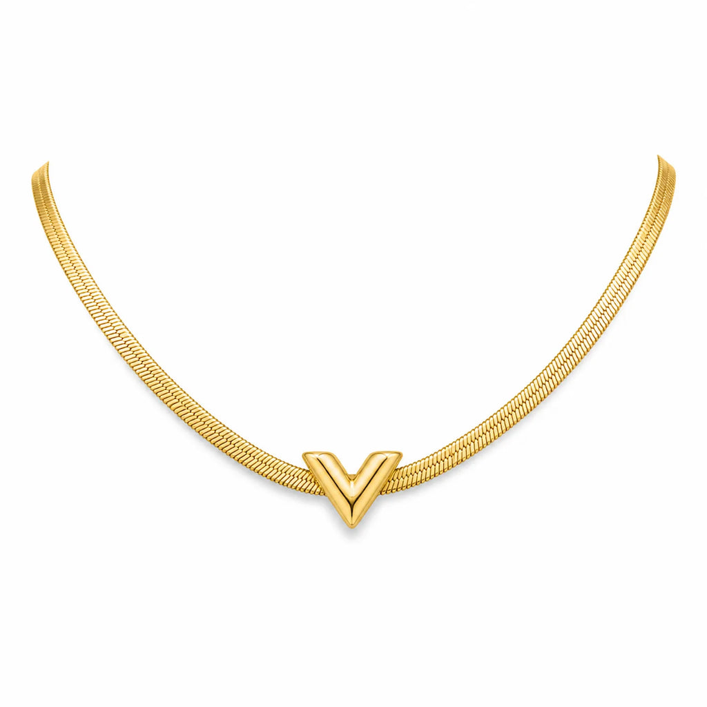 V Pendant snake Chain Necklace
