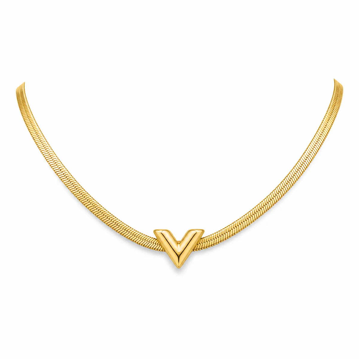 V Pendant snake Chain Necklace