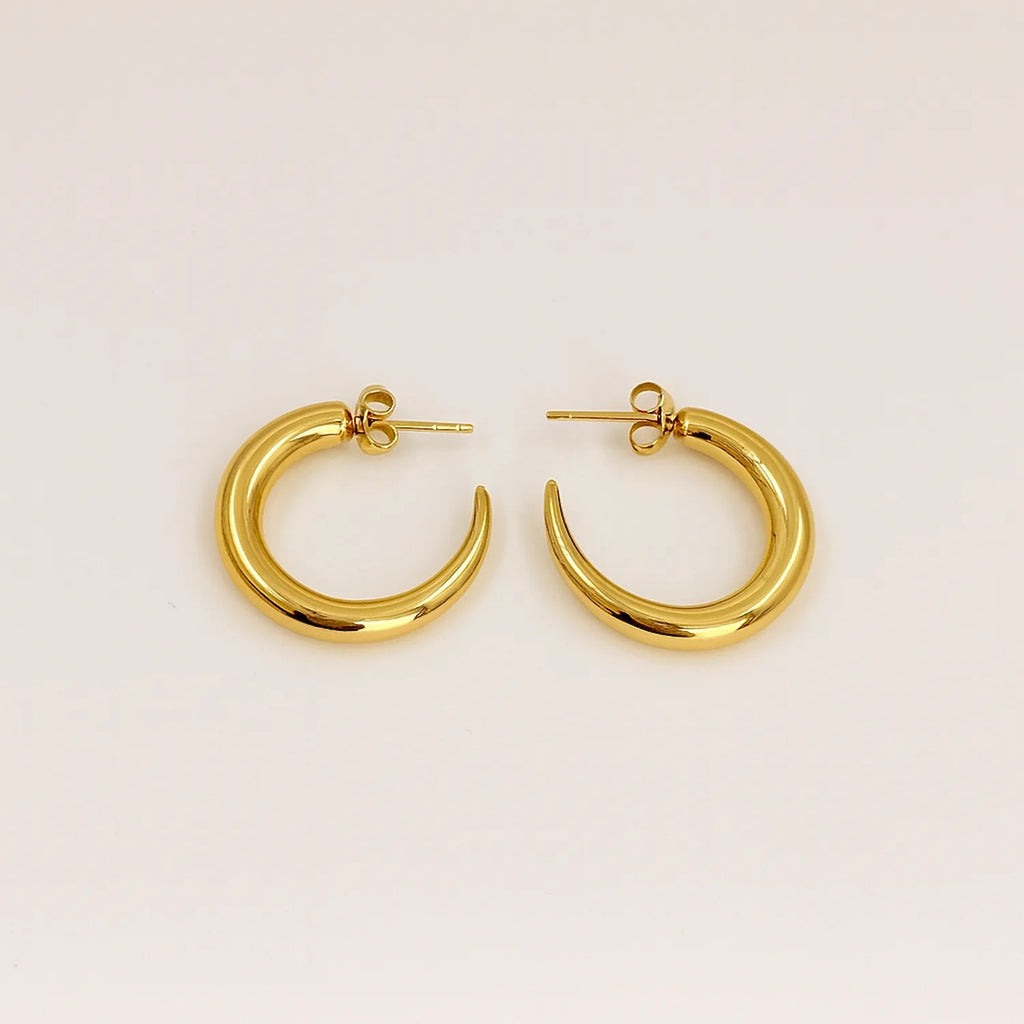 Curbs bold gold hoops earring
