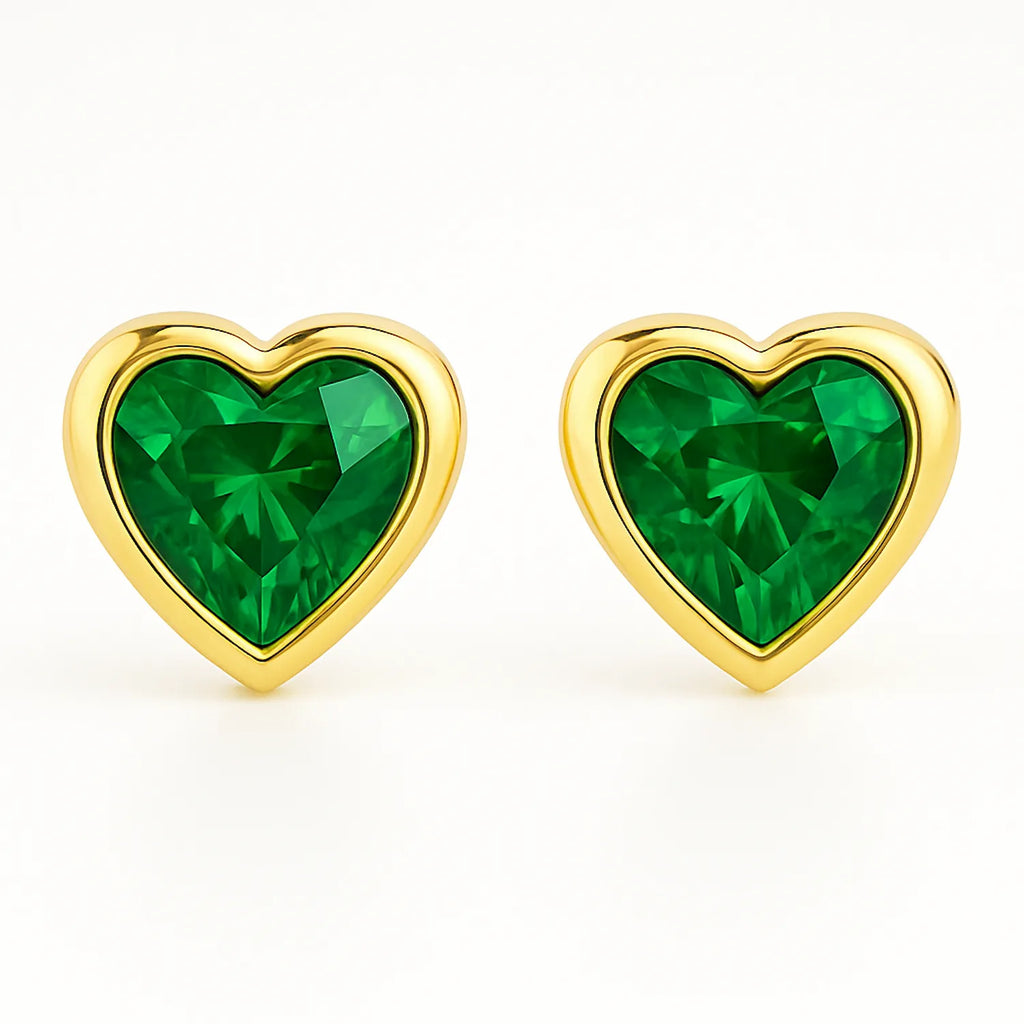 Emerald heart beats earrings