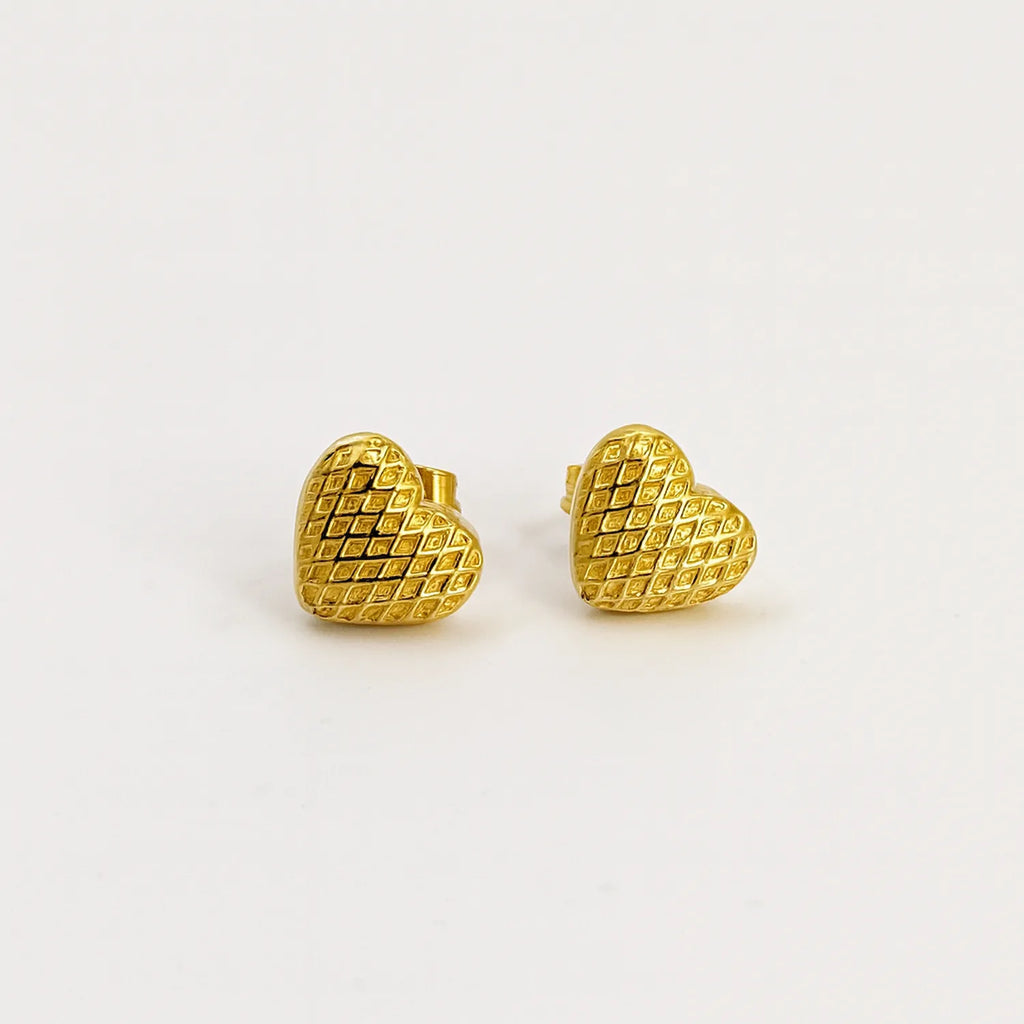 Heart of gold studs earrings