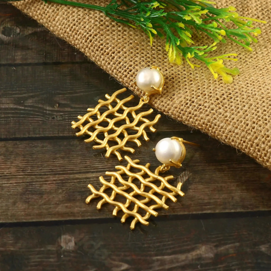 Hollow Square Basket Weave Earrings